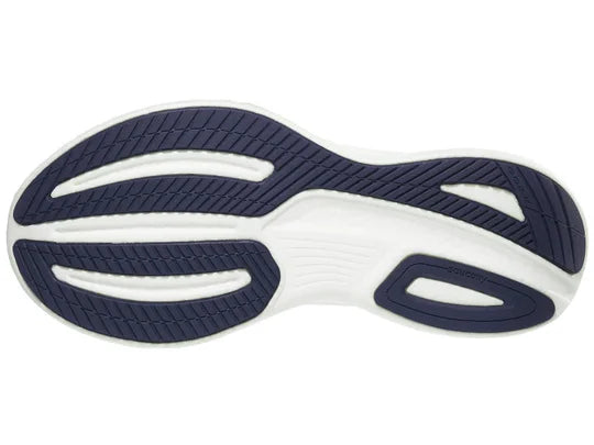 Women's Saucony Ride 17. Light Purple upper. White midsole. Bottom view.