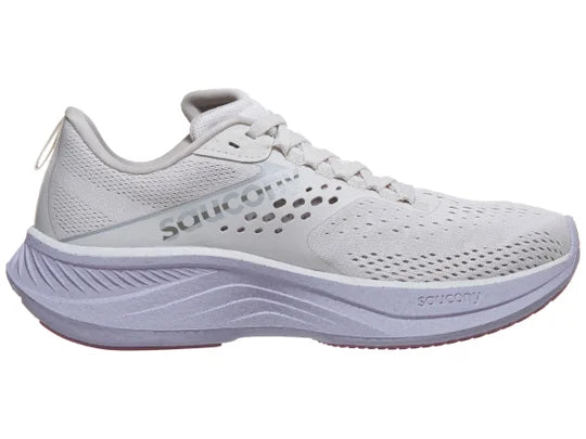 Women's Saucony Ride 17. Moon/Viola. Medial view.
