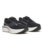 Women's Saucony Ride 19. Black/Silver. Lateral view.