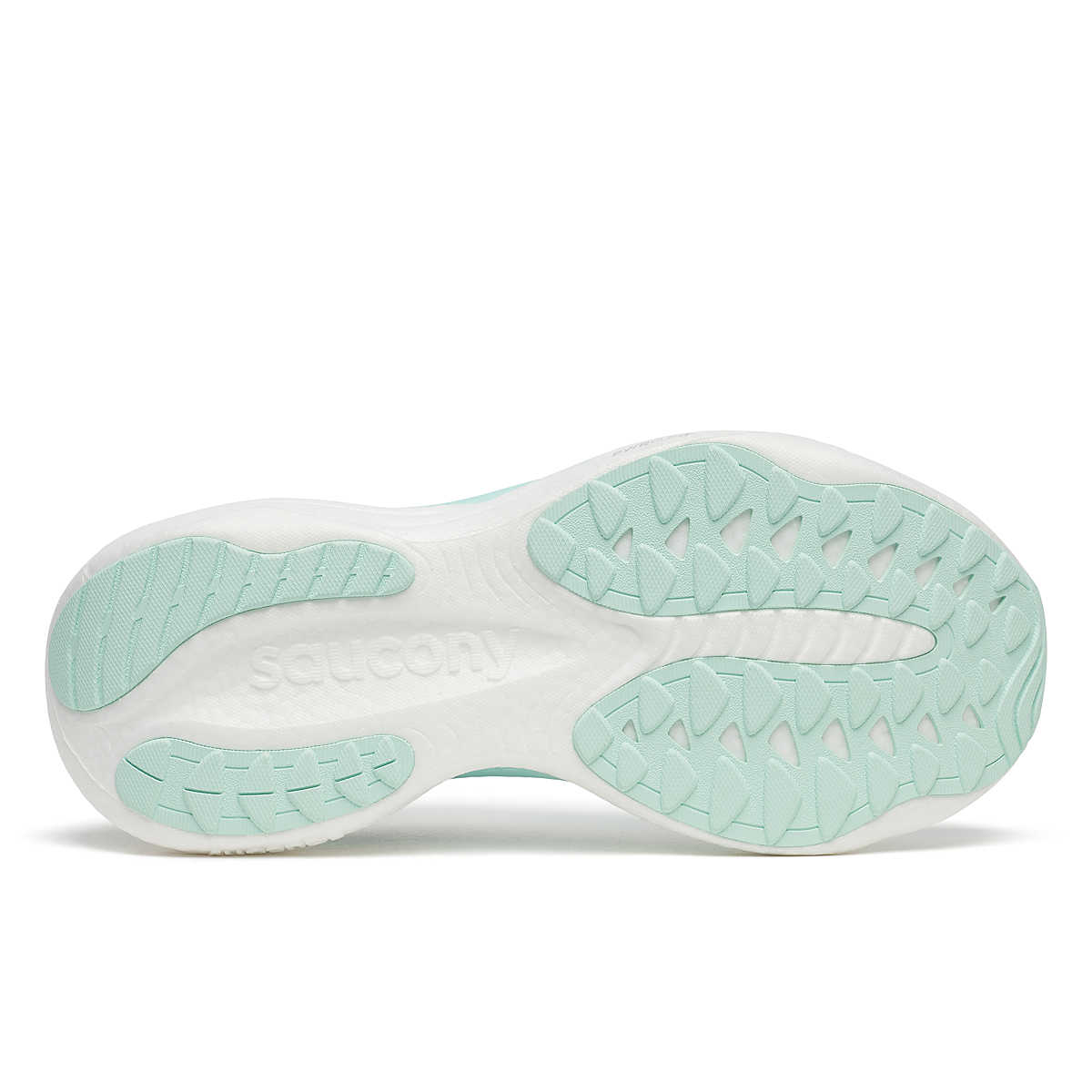 Women's Saucony Ride 19. Cloud/Aqua. Outsole view.