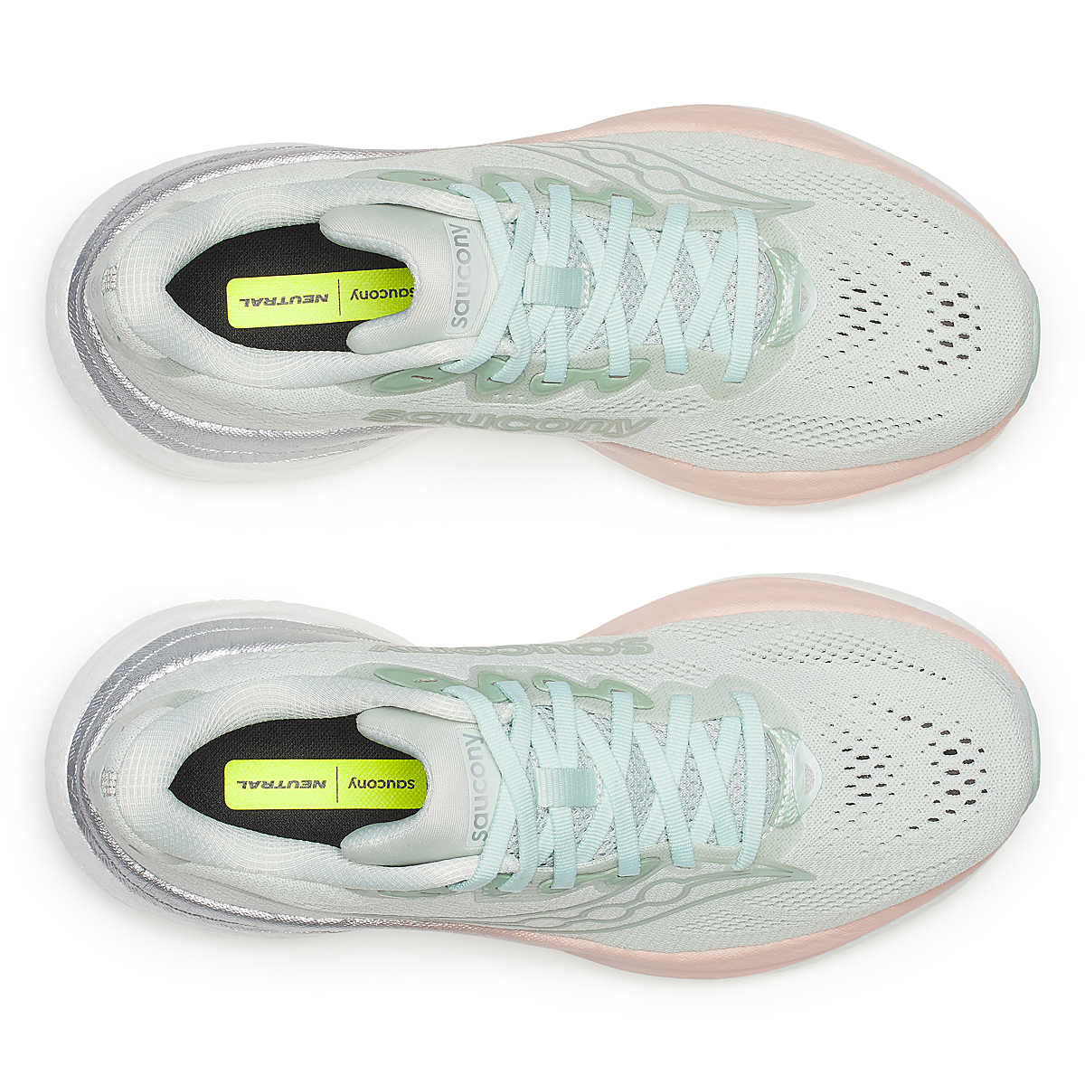 Women's Saucony Ride 19. Mist/Cameo. Top view.