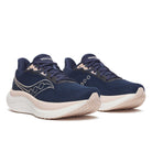 Women's Saucony Triumph 23. Navy/Cameo. Lateral view.