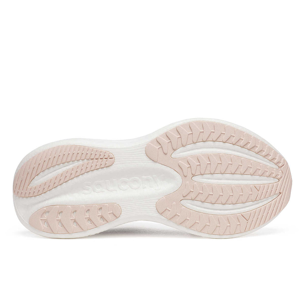 Women's Saucony Triumph 23. Navy upper. White midsole. Bottom view.