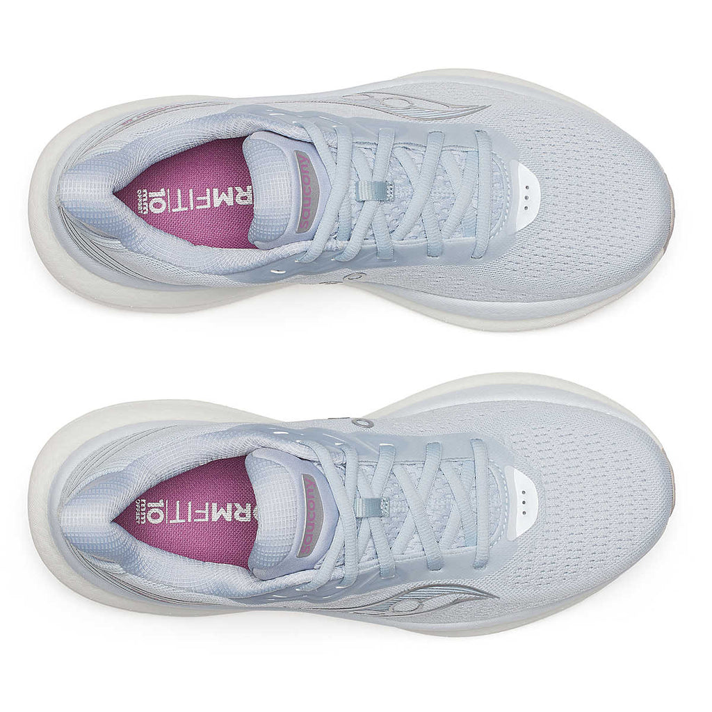 Women's Saucony Triumph 23. Light Blue upper. White midsole. Top view.