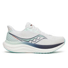 Women's Saucony Triumph 23. White/Navy. Lateral view.
