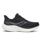 Women's Saucony Triumph 24. Black upper. White midsole. Lateral view.