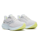 Women's Saucony Triumph 24. White upper. White midsole. Lateral view.