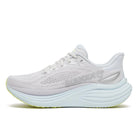 Women's Saucony Triumph 24. White upper. White midsole. Medial view.