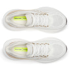 Women's Saucony Triumph 24. Off White upper. White midsole. Top view.
