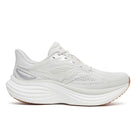 Women's Saucony Triumph 24. Light Grey upper. White midsole. Lateral view.