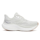 Women's Saucony Triumph 24. Light Grey upper. White midsole. Lateral view.