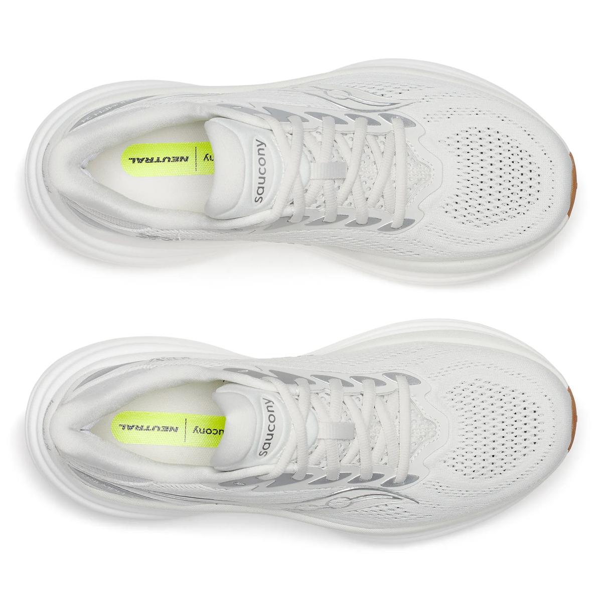 Women's Saucony Triumph 24. Light Grey upper. White midsole. Top view.