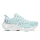 Women's Saucony Triumph 24. Light Green upper. White midsole. Lateral view.