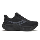 Women's Saucony Triumph 24. Black upper. Black midsole. Lateral view.
