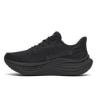 Women's Saucony Triumph 24. Black upper. Black midsole. Medial view.