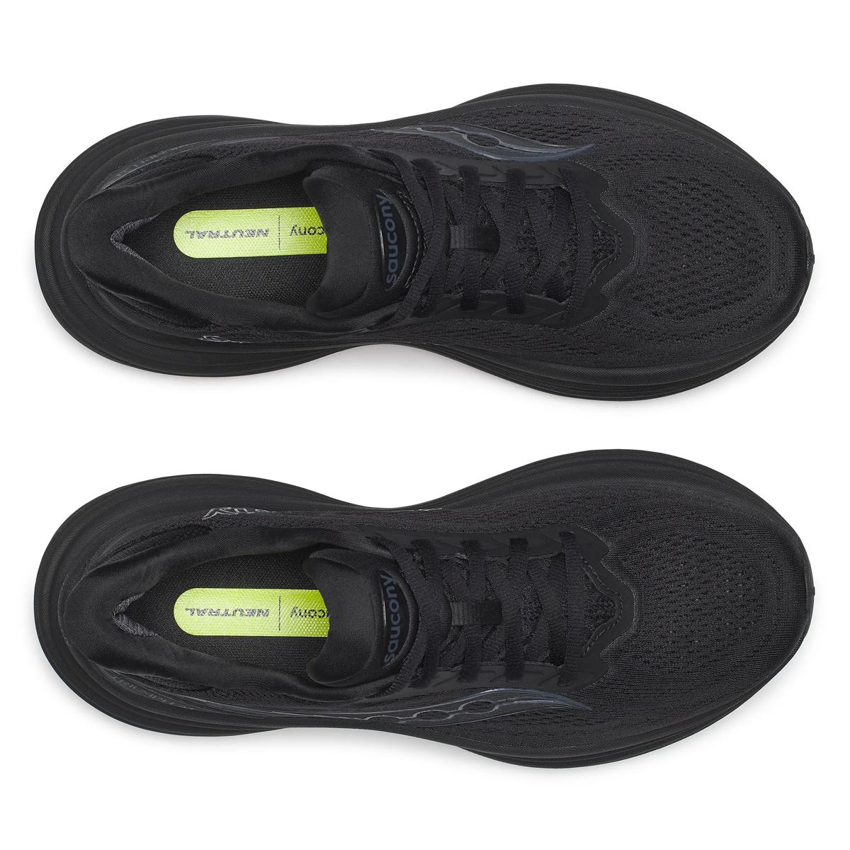 Women's Saucony Triumph 24. Black upper. Black midsole. Top view.