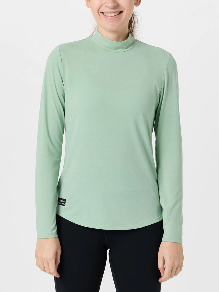 Women's Saucony Triumph Long Sleeve. Light green. Front view.