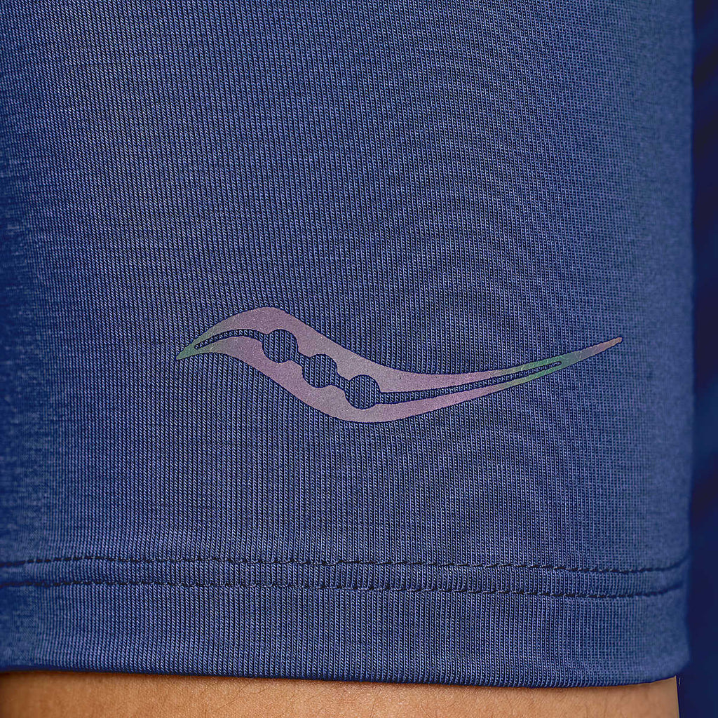 Women's Saucony Triumph Short Sleeve. Navy. Logo.