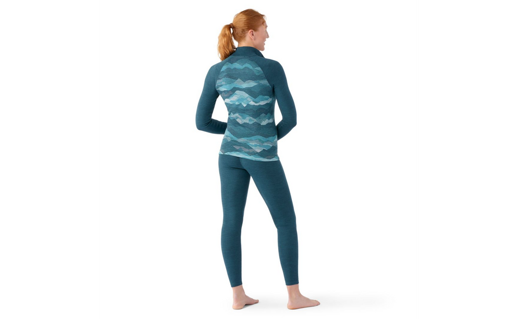 Women's Smartwool Thermal Merino Quarter Zip | Blue | Mountain Landscape | Rear View
