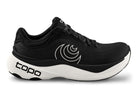 Women's Topo Aura 2. Black upper. White midsole. Lateral view.