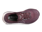 Women's Topo Aura 2. Maroon upper. White midsole. Top view.