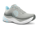 Women's Topo Aura. Grey upper. Off White midsole. Lateral view.