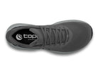 Women's Topo Fli-Lyte 6. Dark Grey upper. Grey midsole. Top view.