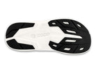 Women's Topo Magnifly 6. White upper. White midsole. Bottom view.