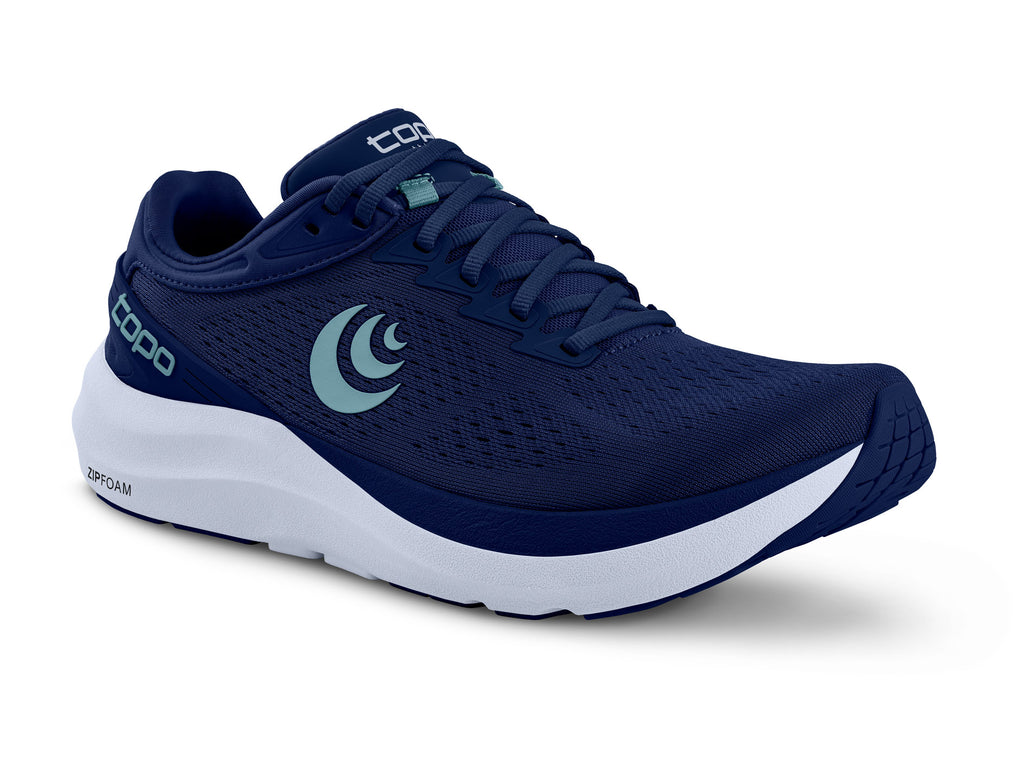 Women's Topo Phantom 3. Purple upper. Blue midsole. Lateral view.