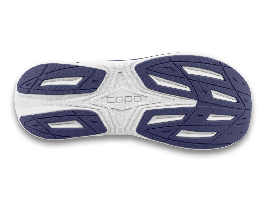 Women's Topo Phantom 4. Purple upper. White midsole. Bottom view.