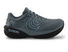 Women's Topo Phantom 4 WP. Grey upper. Black midsole. Lateral view.