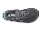 Women's Topo Pursuit 3. Grey upper. Light Blue/Grey midsole. Top view.