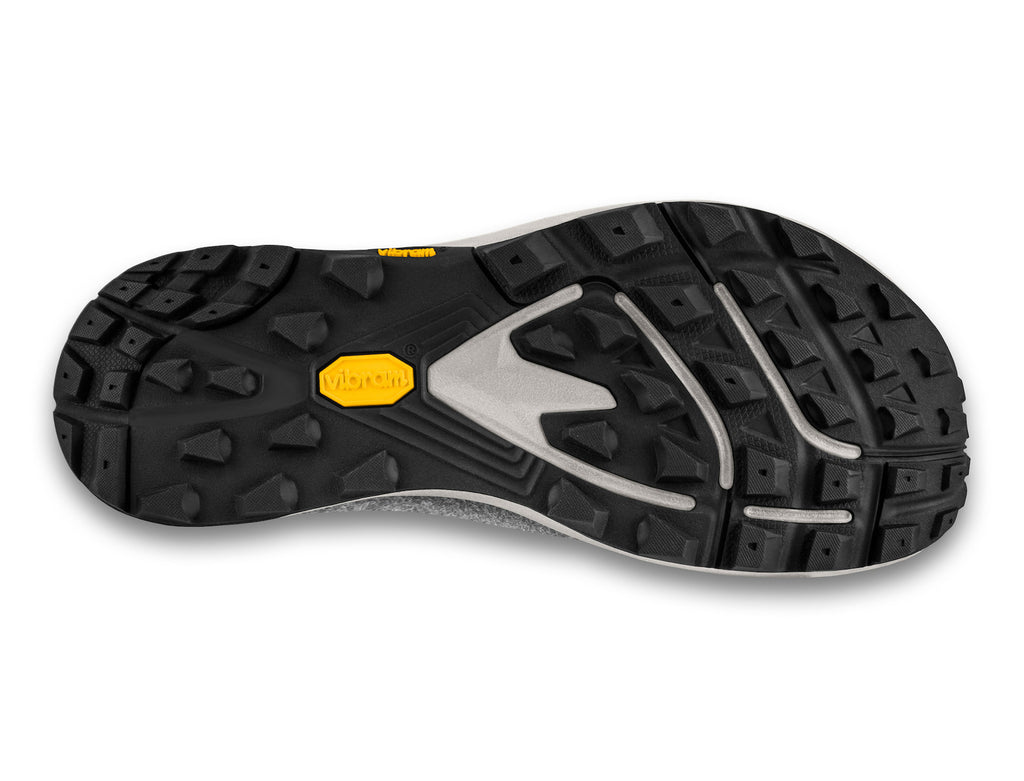 Women's Topo Athletic Rekovr 2. Grey upper. Grey midsole. Bottom view.