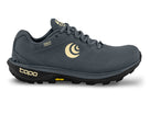Women's Topo Terraventure 4 WP. Grey upper. Black midsole. Lateral view.