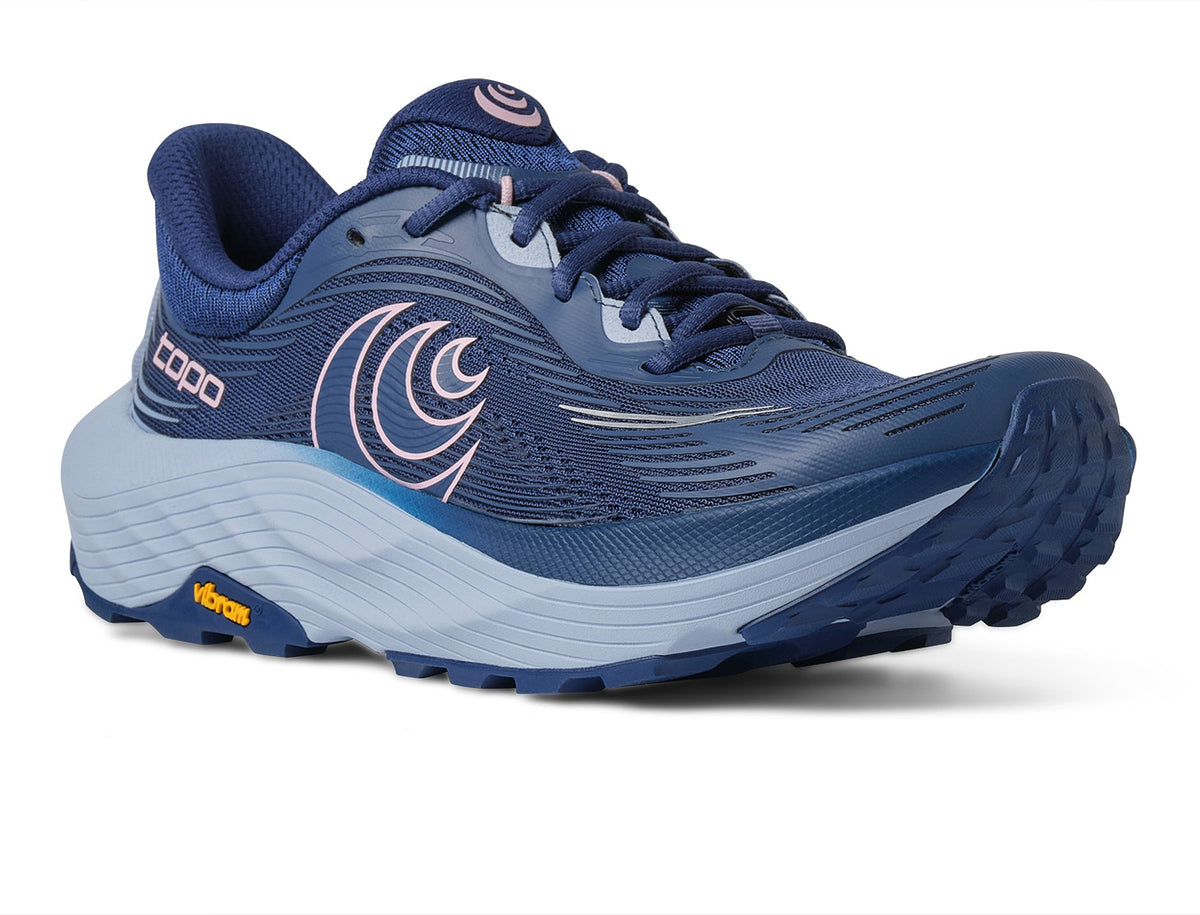Women's Topo Ultraventure 5 in Navy/Light Blue – lateral view.