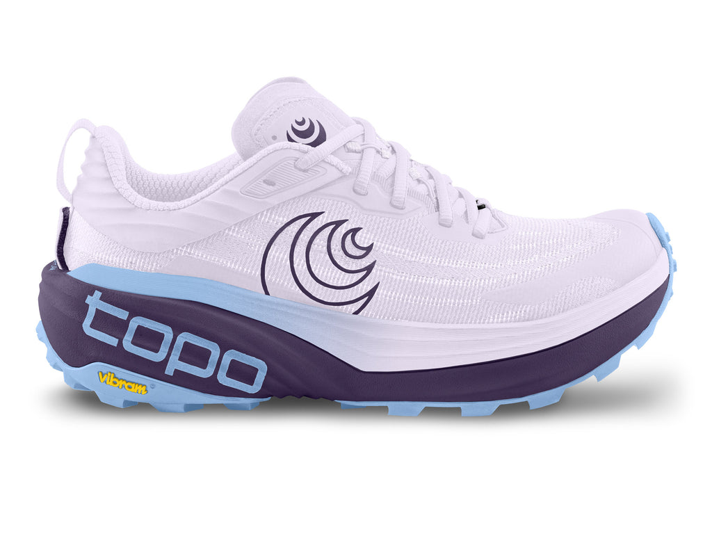 Women's Topo Vista. Light Purple upper. Purple midsole. Lateral view.