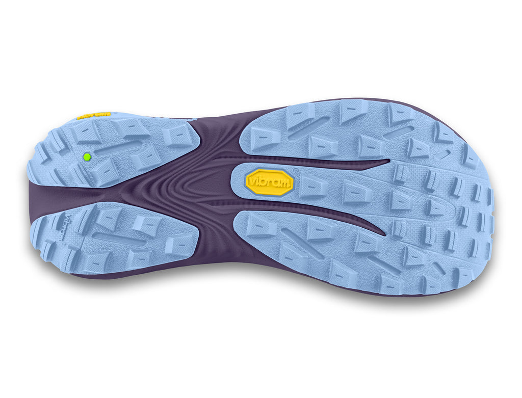 Women's Topo Vista. Light Purple upper. Purple midsole. Bottom view.