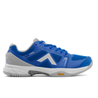 Women's Tyrol Drive V. Blue upper. Grey midsole. Lateral view.