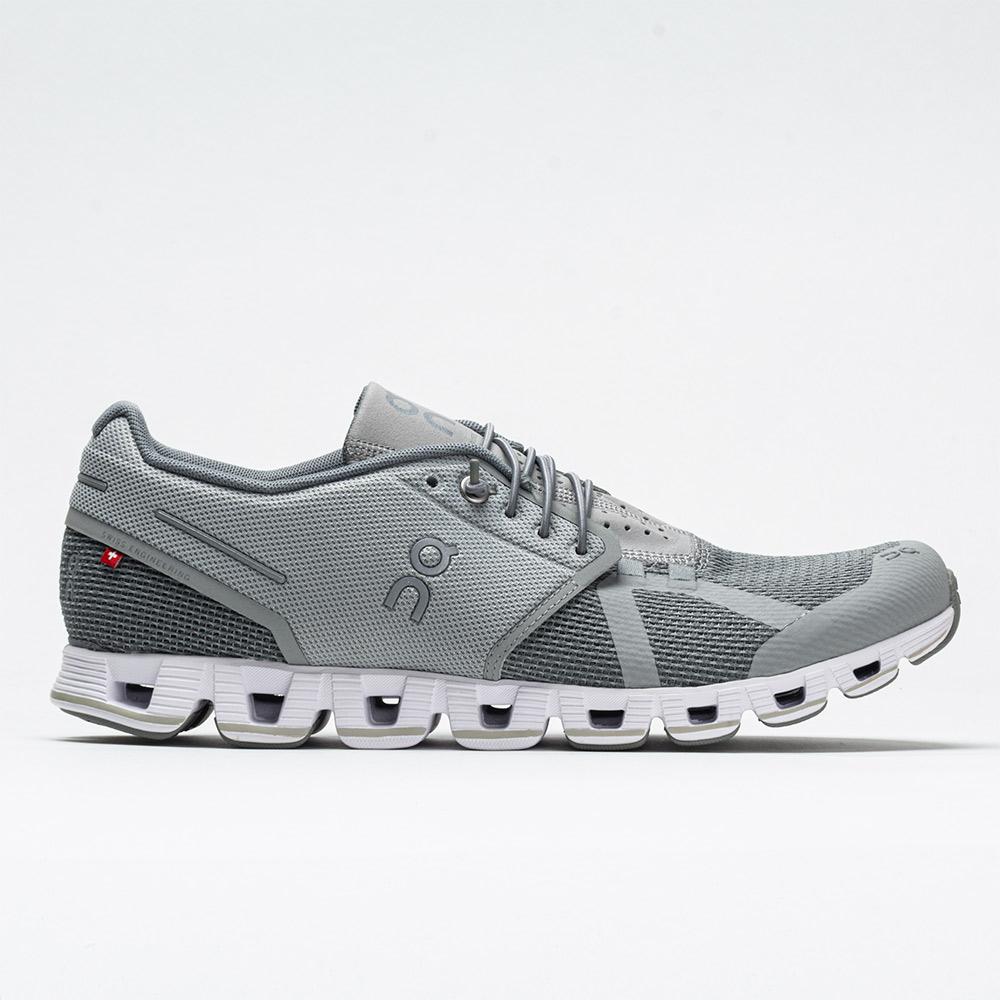 Men's On Cloud 5. Grey upper. White midsole. Lateral view.