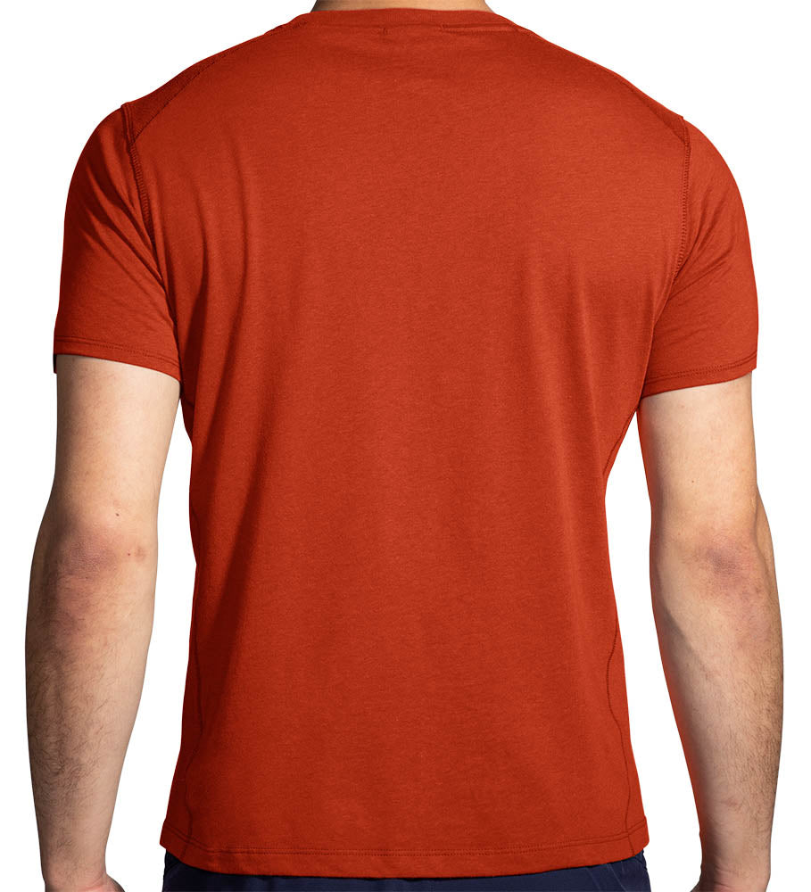 Men's Brooks Distance Short Sleeve 2.0. Red. Rear view.