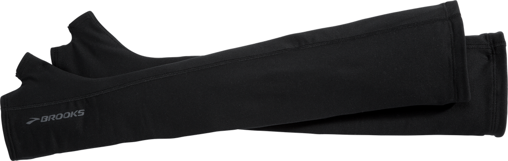 Unisex Brooks Dash Arm Warmers. Black. Lateral view.