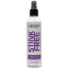 a spray bottle of 2toms stink free spray