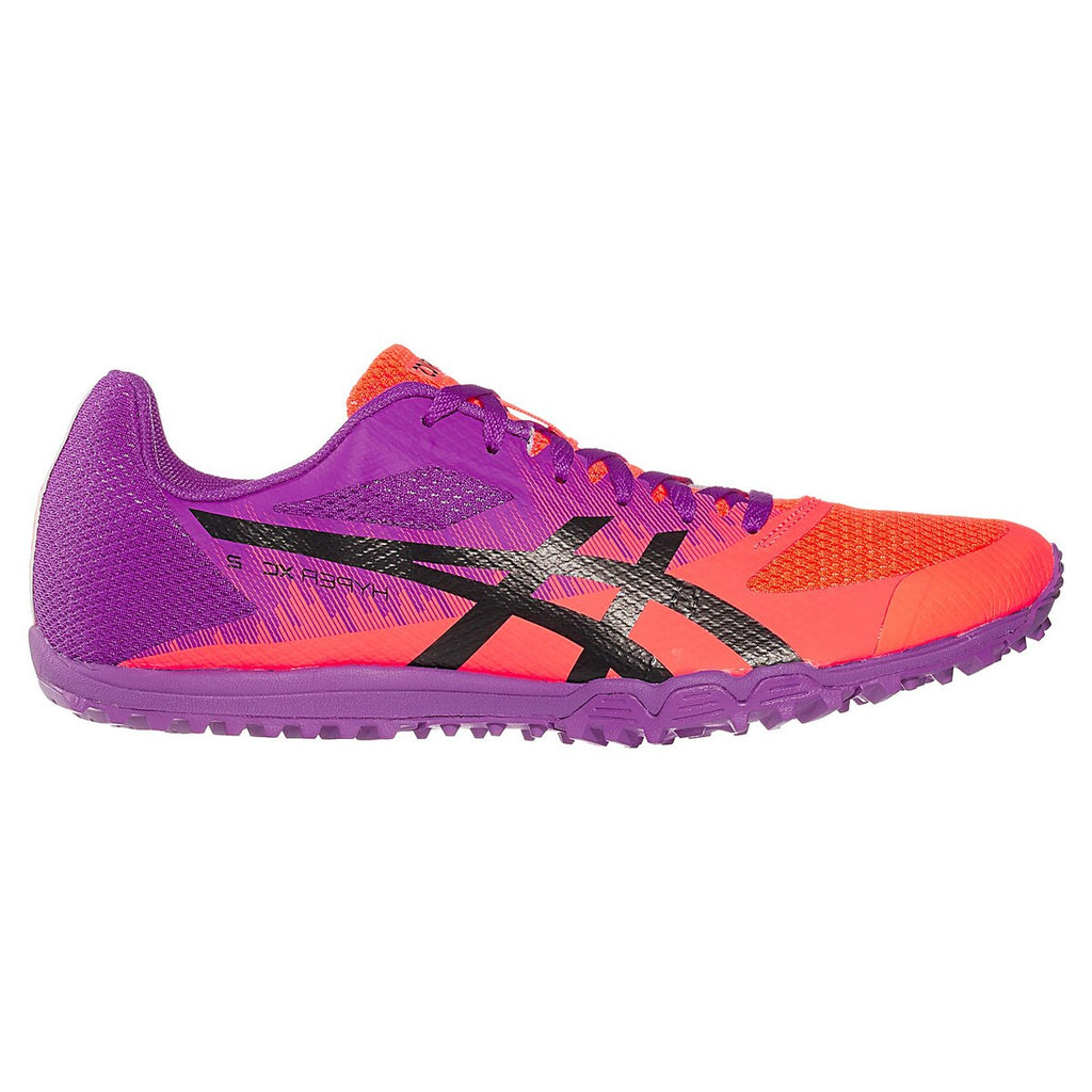 Unisex Asics Hyper XC2. Purple/Red Upper. Lateral view.