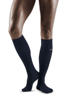 Women's CEP Merino Tall Compression socks. Dark Blue. Lateral view.