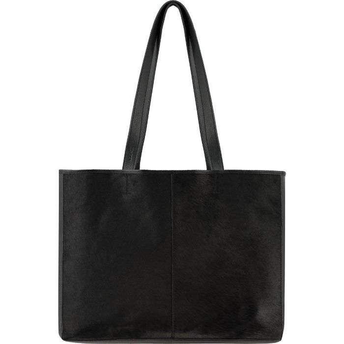 Brix + Bailey Black Leather Hair On Hide Horizontal Tote Bag