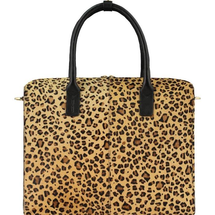 Brix + Bailey Leather Hair On Hide Large Bowling Top Handle Bag