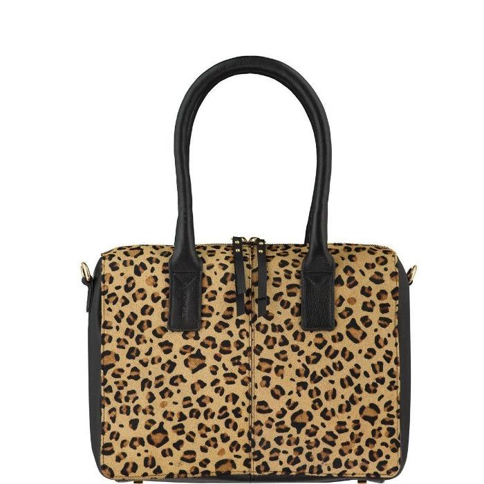 Brix + Bailey Leather Hair On Hide Small Bowling Top Handle Bag