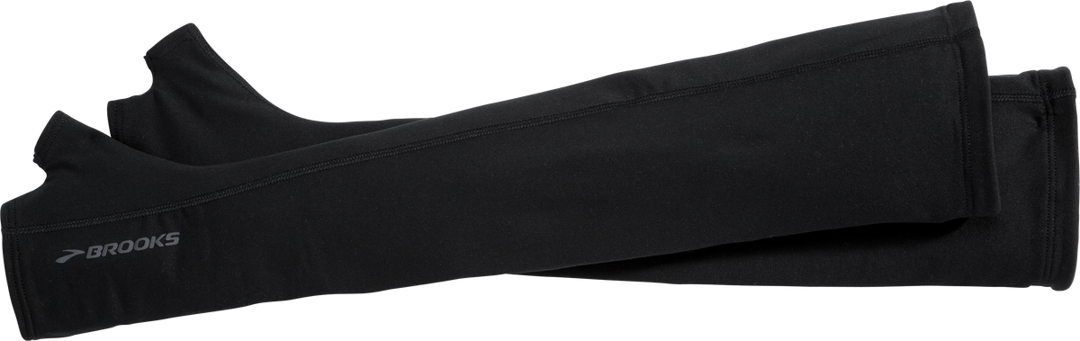Unisex Brooks Dash Arm Warmers. Black. Lateral view.
