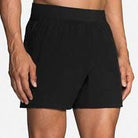 Men's Brooks Sherpa 5" Shorts. Black. Front view.