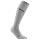 Women's CEP Merino Tall Compression socks. Light Grey. Lateral view.